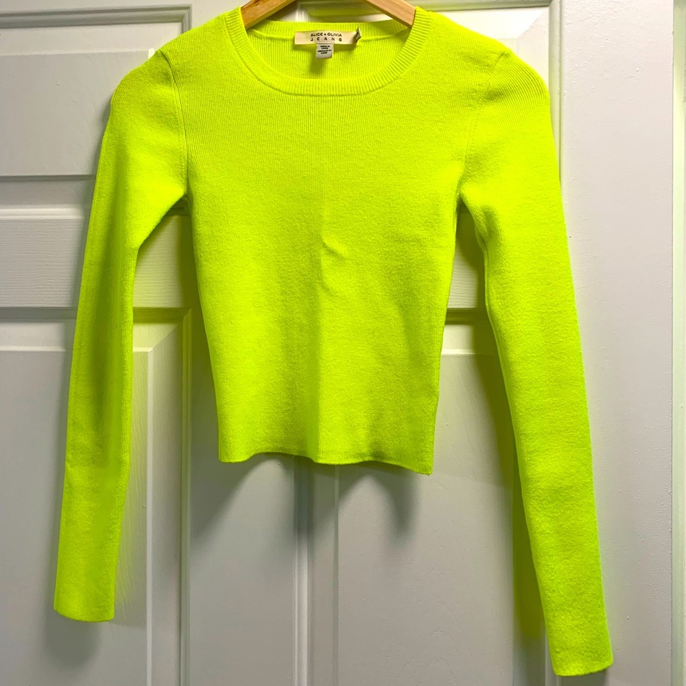 alice & olivia ciara crop sweater